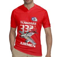 Tuskegee Red Tails Airmen Rugby Jersey P-51 Mustang 332nd Fighter Group - Red - Wonder Print Shop
