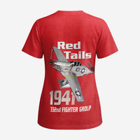 Tuskegee Red Tails Airmen Scrub Top P-51 Mustang 332nd Fighter Group - Red - Wonder Print Shop