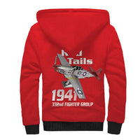 Tuskegee Red Tails Airmen Sherpa Hoodie P-51 Mustang 332nd Fighter Group - Red - Wonder Print Shop