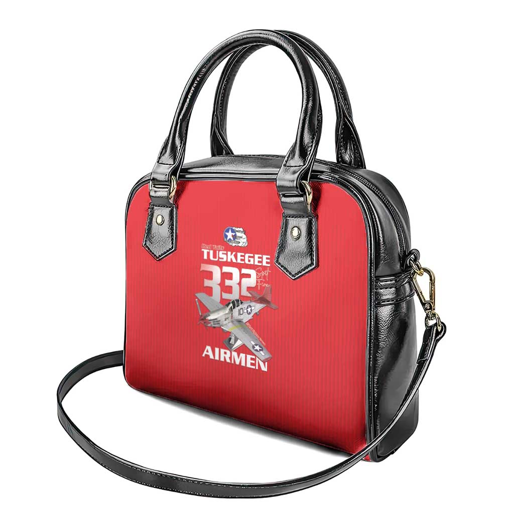 Tuskegee Red Tails Airmen Shoulder Handbag P-51 Mustang 332nd Fighter Group - Red - Wonder Print Shop