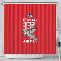Tuskegee Red Tails Airmen Shower Curtain P-51 Mustang 332nd Fighter Group - Red - Wonder Print Shop