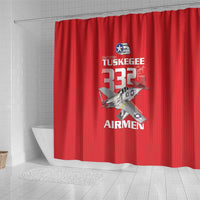 Tuskegee Red Tails Airmen Shower Curtain P-51 Mustang 332nd Fighter Group - Red - Wonder Print Shop
