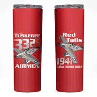 Tuskegee Red Tails Airmen Skinny Tumbler P-51 Mustang 332nd Fighter Group - Red - Wonder Print Shop