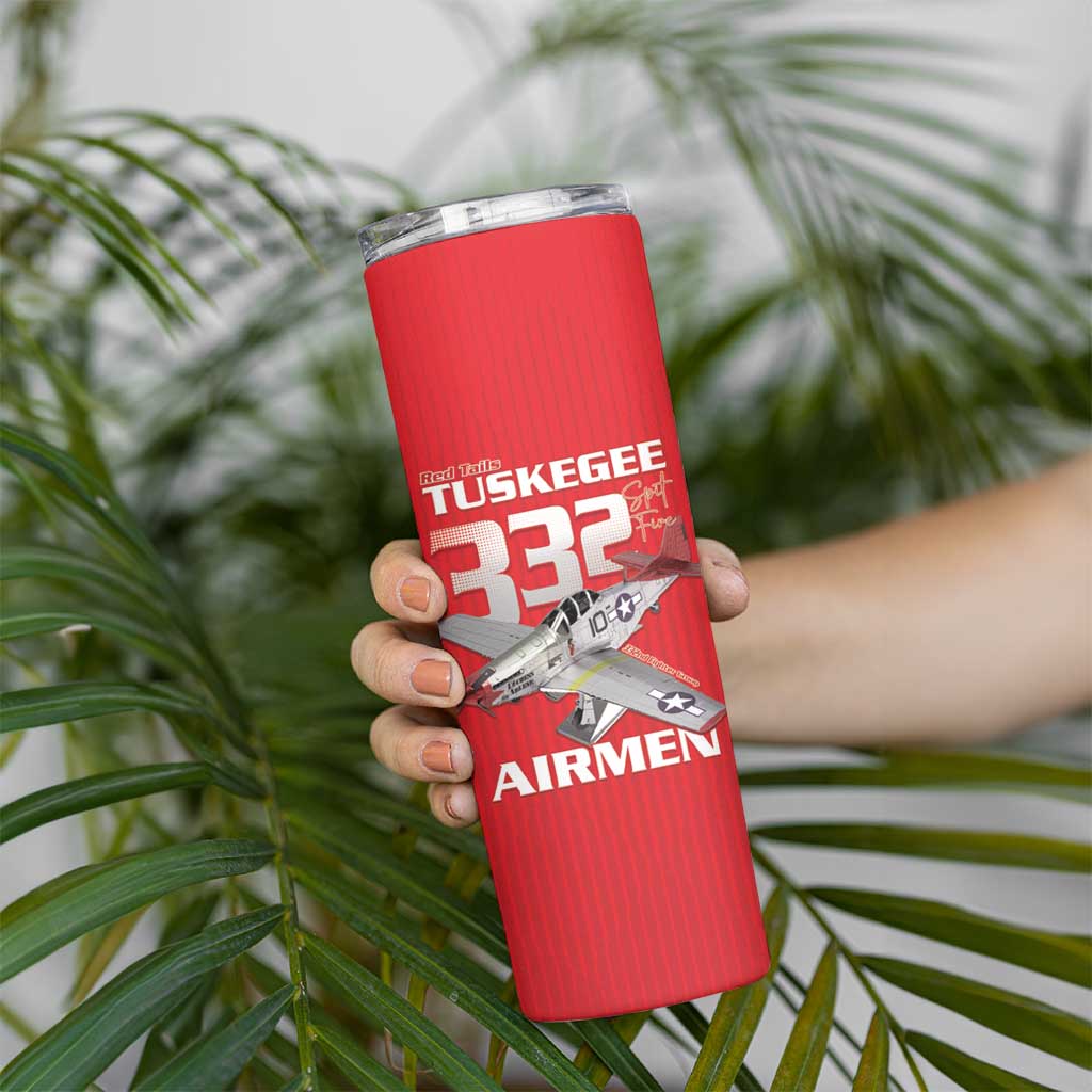 Tuskegee Red Tails Airmen Skinny Tumbler P-51 Mustang 332nd Fighter Group - Red - Wonder Print Shop