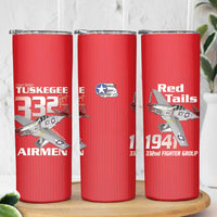 Tuskegee Red Tails Airmen Skinny Tumbler P-51 Mustang 332nd Fighter Group - Red - Wonder Print Shop