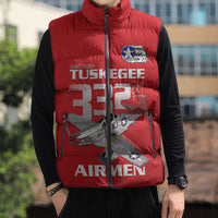 Tuskegee Red Tails Airmen Sleeveless Puffer Jacket P-51 Mustang 332nd Fighter Group - Red - Wonder Print Shop