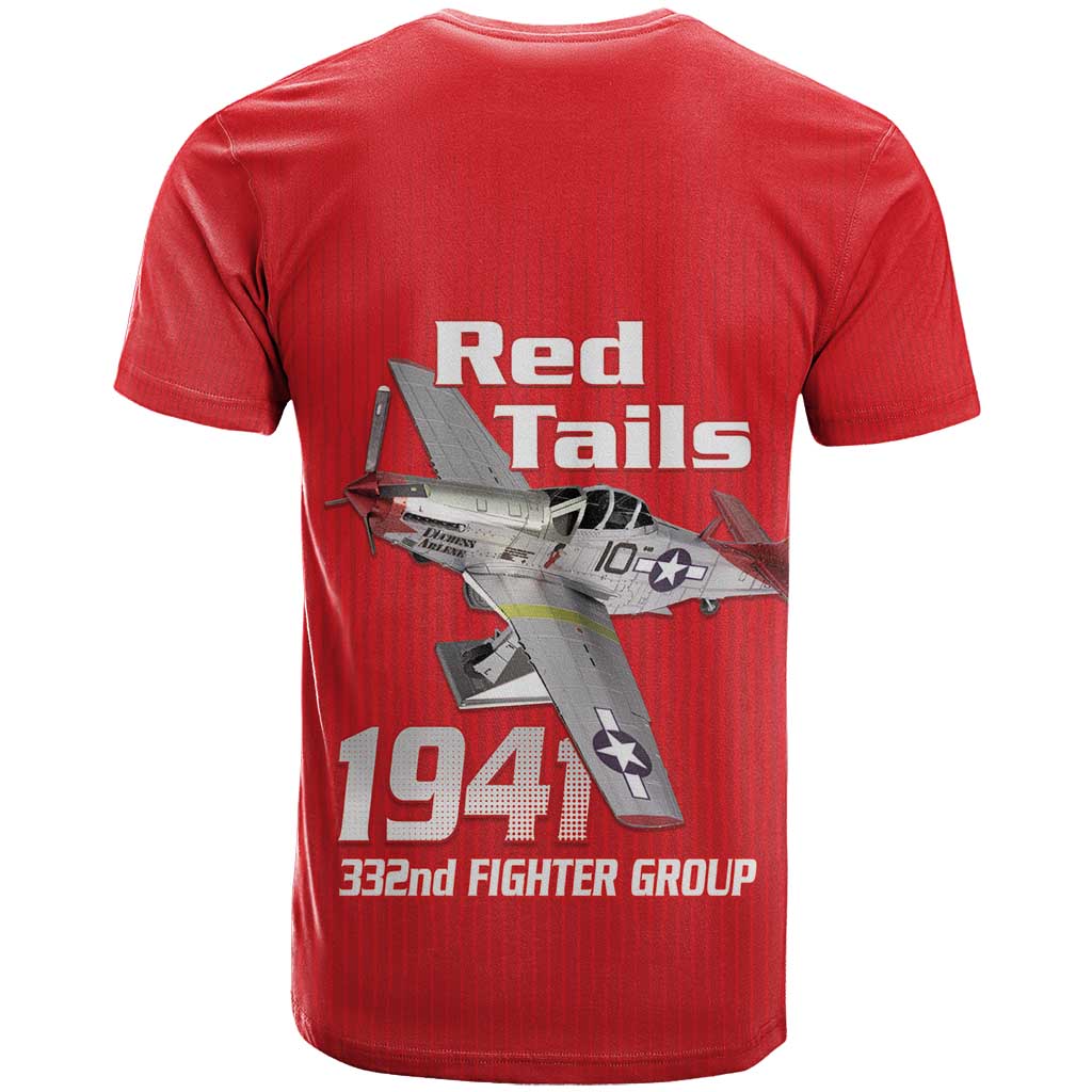Tuskegee Red Tails Airmen T Shirt P-51 Mustang 332nd Fighter Group - Red - Wonder Print Shop