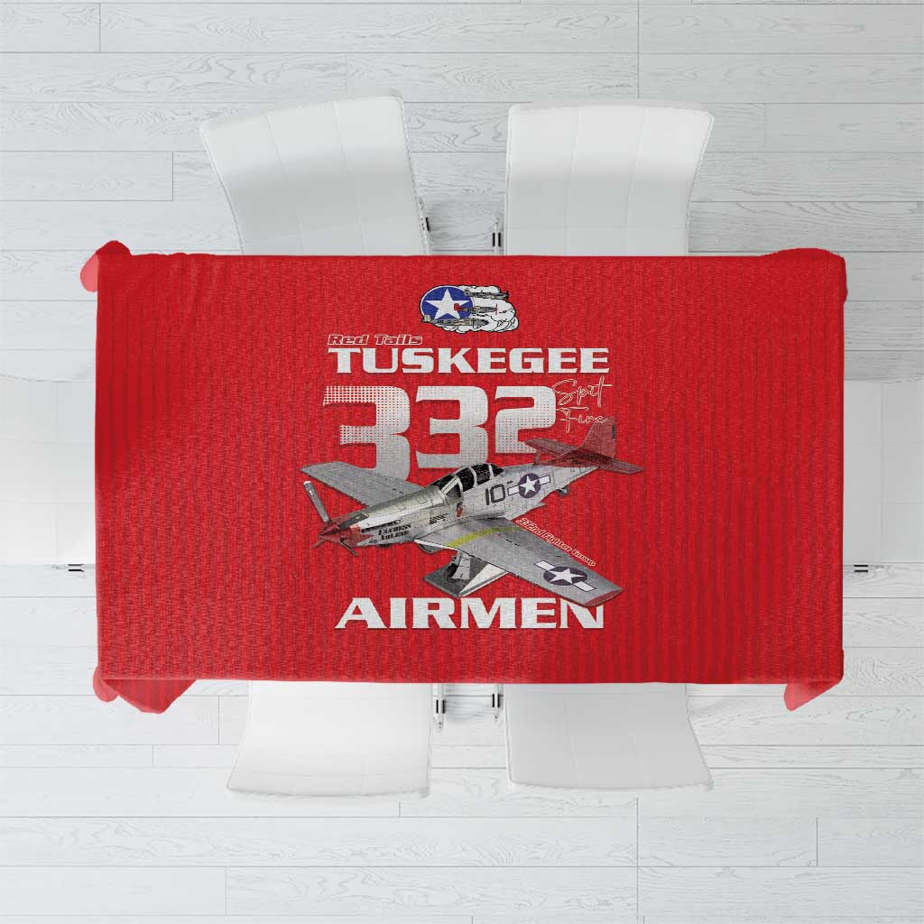 Tuskegee Red Tails Airmen Tablecloth P-51 Mustang 332nd Fighter Group - Red - Wonder Print Shop