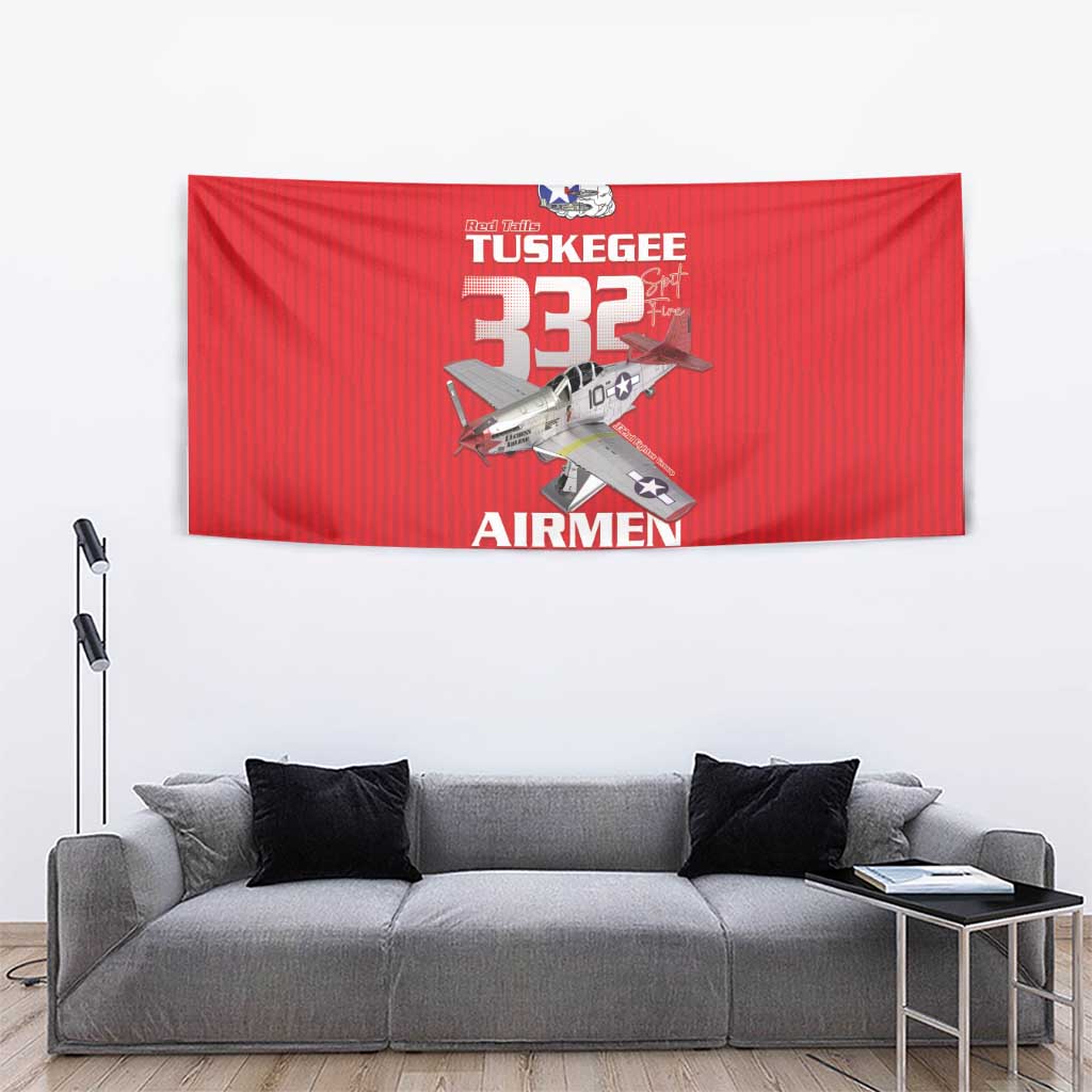 Tuskegee Red Tails Airmen Tapestry P-51 Mustang 332nd Fighter Group - Red - Wonder Print Shop