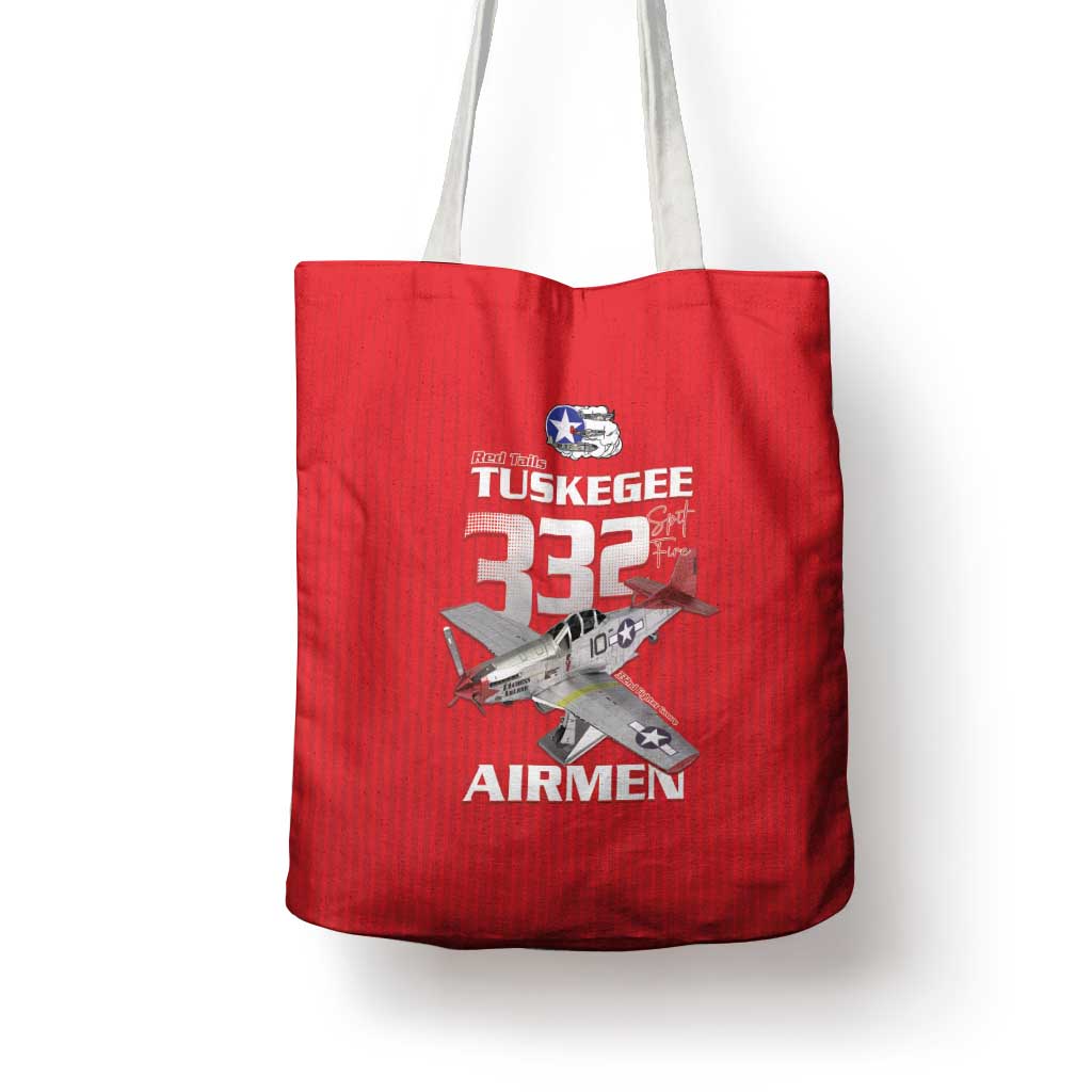 Tuskegee Red Tails Airmen Tote Bag P-51 Mustang 332nd Fighter Group - Red - Wonder Print Shop