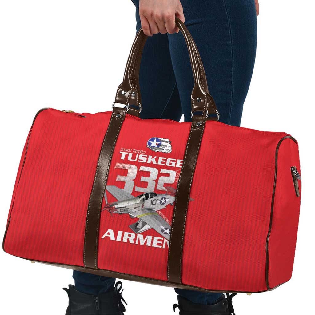 Tuskegee Red Tails Airmen Travel Bag P-51 Mustang 332nd Fighter Group - Red - Wonder Print Shop