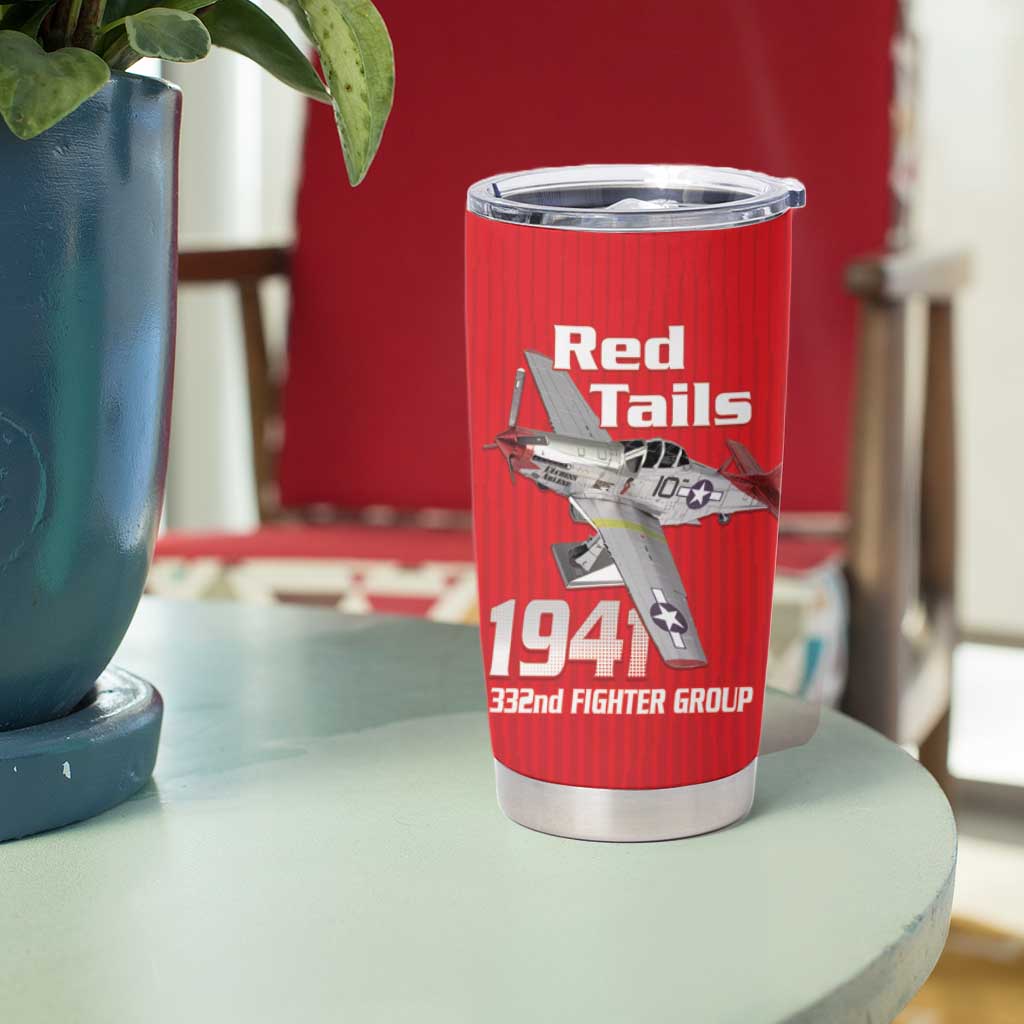 Tuskegee Red Tails Airmen Tumbler Cup P-51 Mustang 332nd Fighter Group - Red - Wonder Print Shop