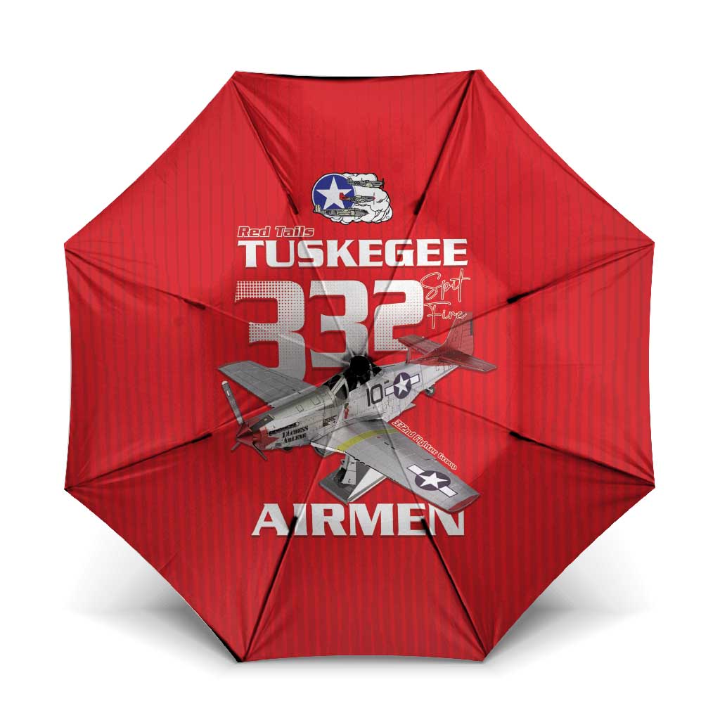 Tuskegee Red Tails Airmen Umbrella P-51 Mustang 332nd Fighter Group - Red - Wonder Print Shop