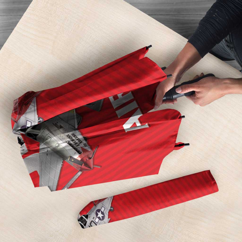 Tuskegee Red Tails Airmen Umbrella P-51 Mustang 332nd Fighter Group - Red - Wonder Print Shop