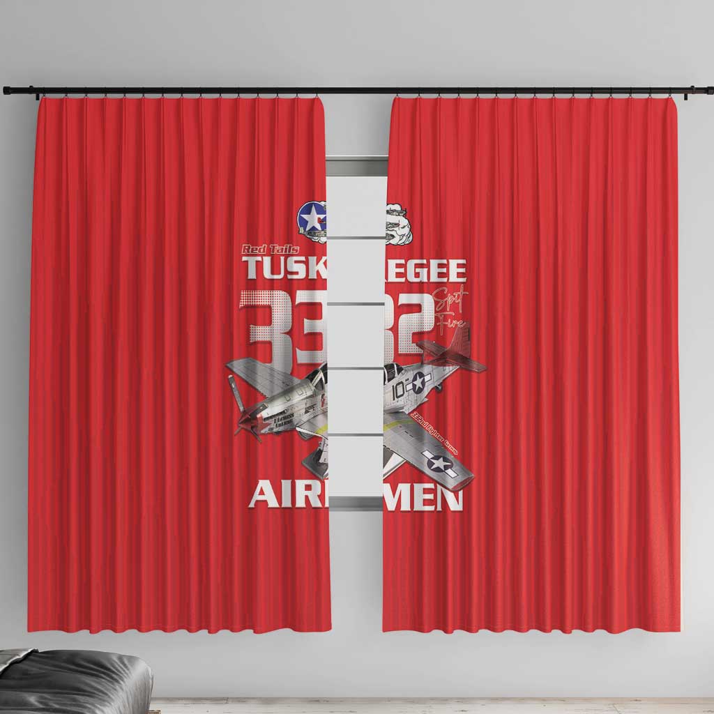 Tuskegee Red Tails Airmen Window Curtain P-51 Mustang 332nd Fighter Group - Red - Wonder Print Shop