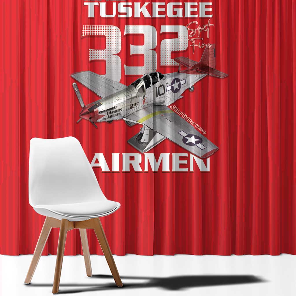 Tuskegee Red Tails Airmen Window Curtain P-51 Mustang 332nd Fighter Group - Red - Wonder Print Shop
