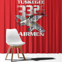 Tuskegee Red Tails Airmen Window Curtain P-51 Mustang 332nd Fighter Group - Red - Wonder Print Shop
