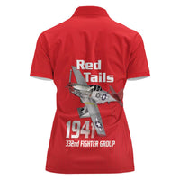 Tuskegee Red Tails Airmen Women Polo Shirt P-51 Mustang 332nd Fighter Group - Red - Wonder Print Shop