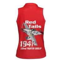 Tuskegee Red Tails Airmen Women Sleeveless Polo Shirt P-51 Mustang 332nd Fighter Group - Red - Wonder Print Shop