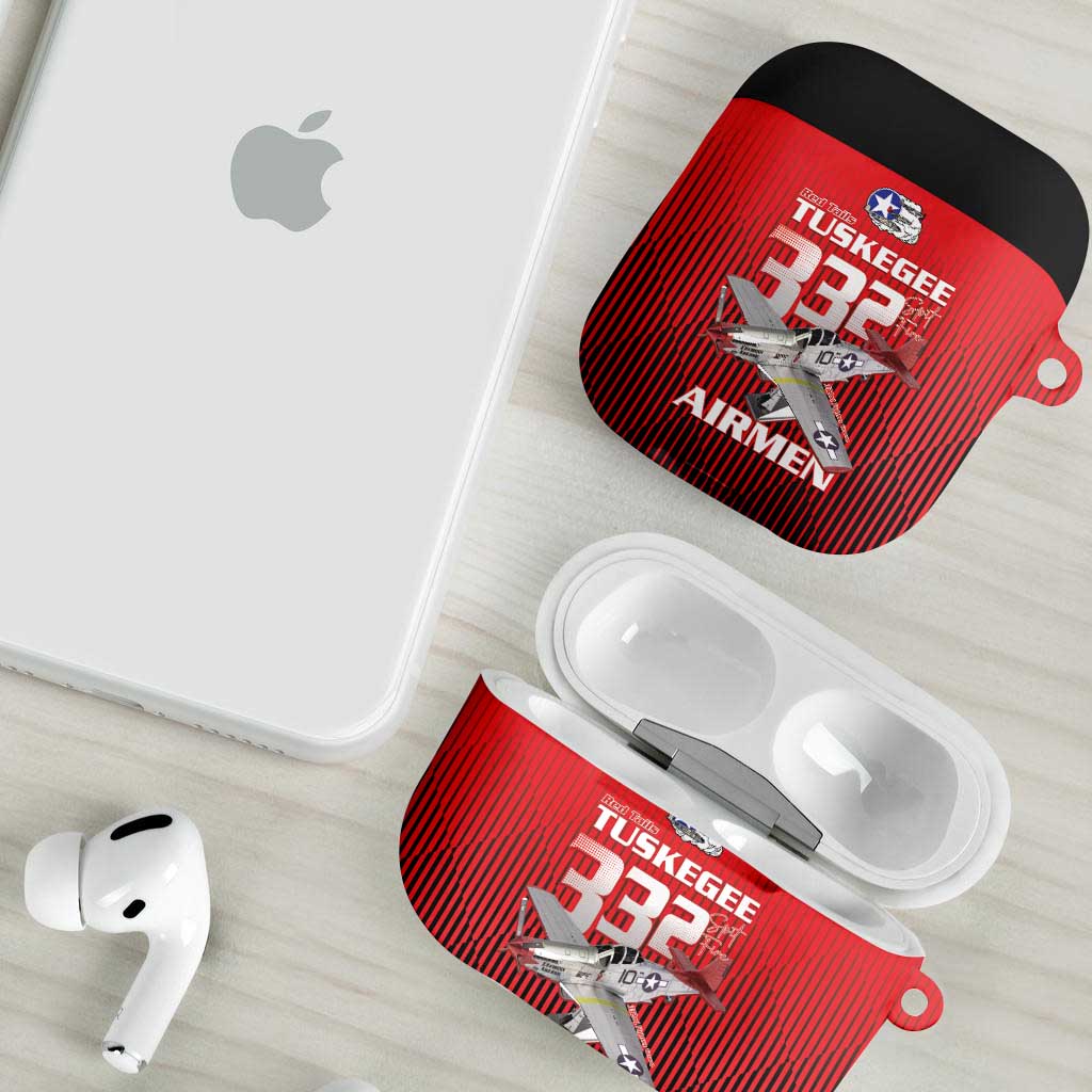 Tuskegee Red Tails Airmen AirPods Case P-51 Mustang 332nd Fighter Group - Black Red - Wonder Print Shop