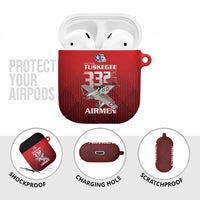 Tuskegee Red Tails Airmen AirPods Case P-51 Mustang 332nd Fighter Group - Black Red - Wonder Print Shop