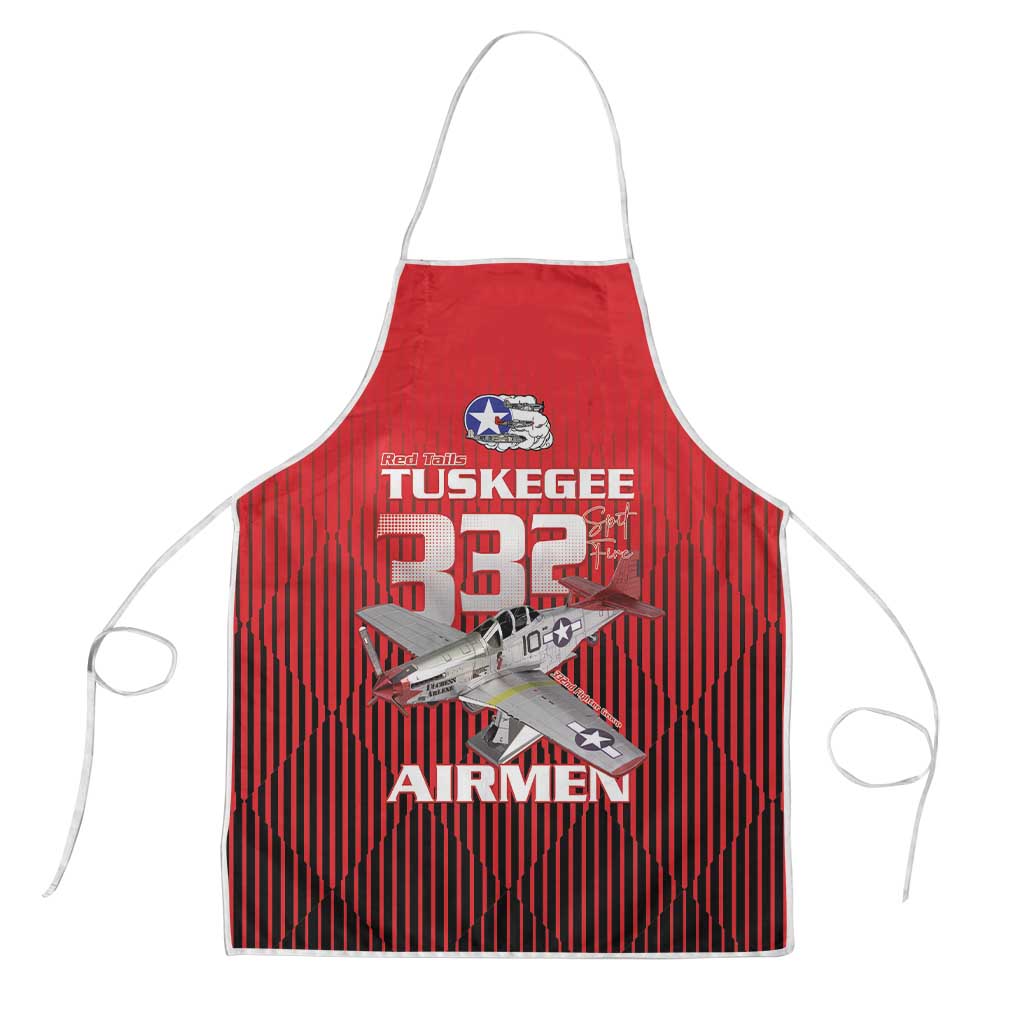 Tuskegee Red Tails Airmen Apron P-51 Mustang 332nd Fighter Group - Black Red - Wonder Print Shop