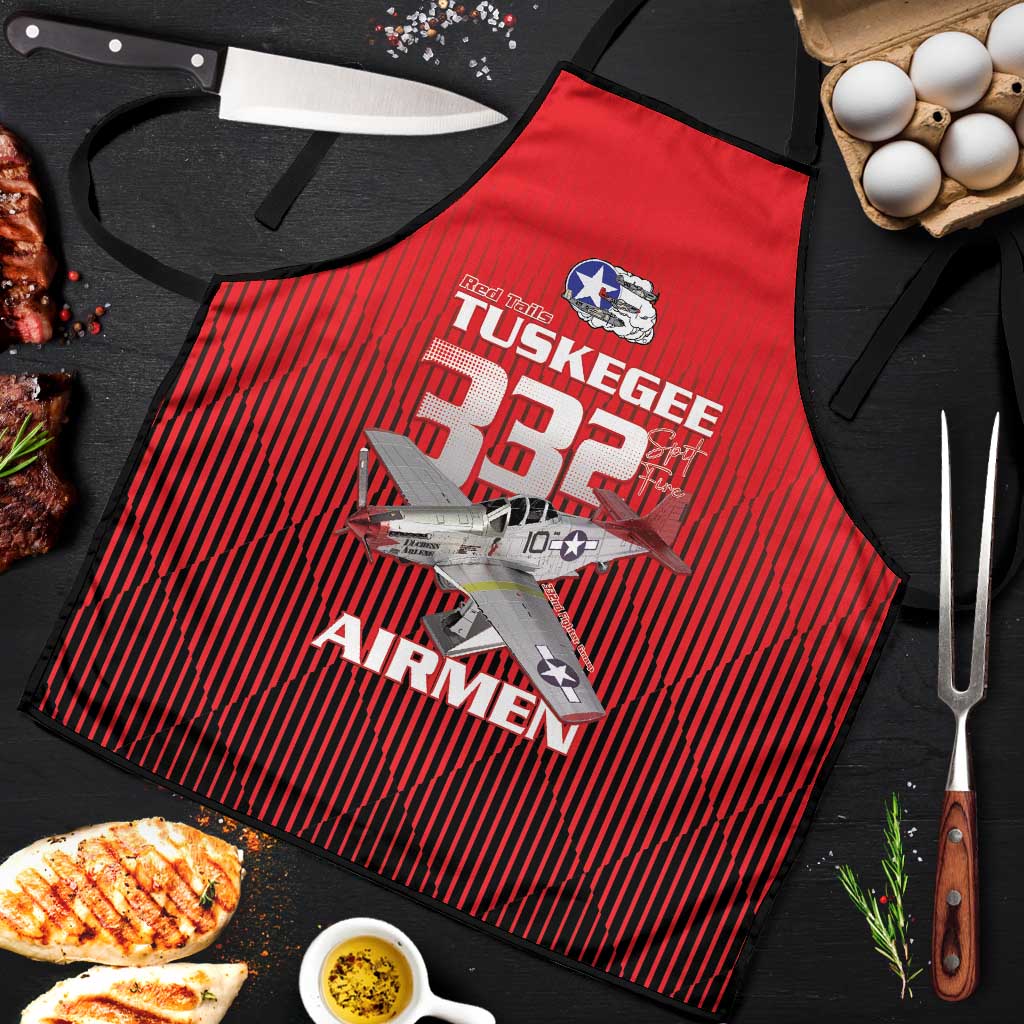 Tuskegee Red Tails Airmen Apron P-51 Mustang 332nd Fighter Group - Black Red - Wonder Print Shop