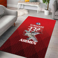 Tuskegee Red Tails Airmen Area Rug P-51 Mustang 332nd Fighter Group - Black Red - Wonder Print Shop