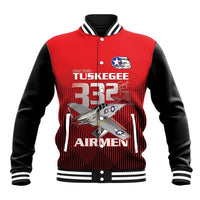 Tuskegee Red Tails Airmen Baseball Jacket P-51 Mustang 332nd Fighter Group - Black Red - Wonder Print Shop