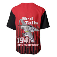 Tuskegee Red Tails Airmen Baseball Jersey P-51 Mustang 332nd Fighter Group - Black Red - Wonder Print Shop