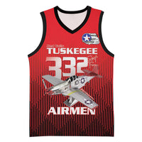 Tuskegee Red Tails Airmen Basketball Jersey P-51 Mustang 332nd Fighter Group - Black Red - Wonder Print Shop