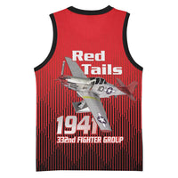 Tuskegee Red Tails Airmen Basketball Jersey P-51 Mustang 332nd Fighter Group - Black Red - Wonder Print Shop
