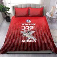 Tuskegee Red Tails Airmen Bedding Set P-51 Mustang 332nd Fighter Group - Black Red - Wonder Print Shop