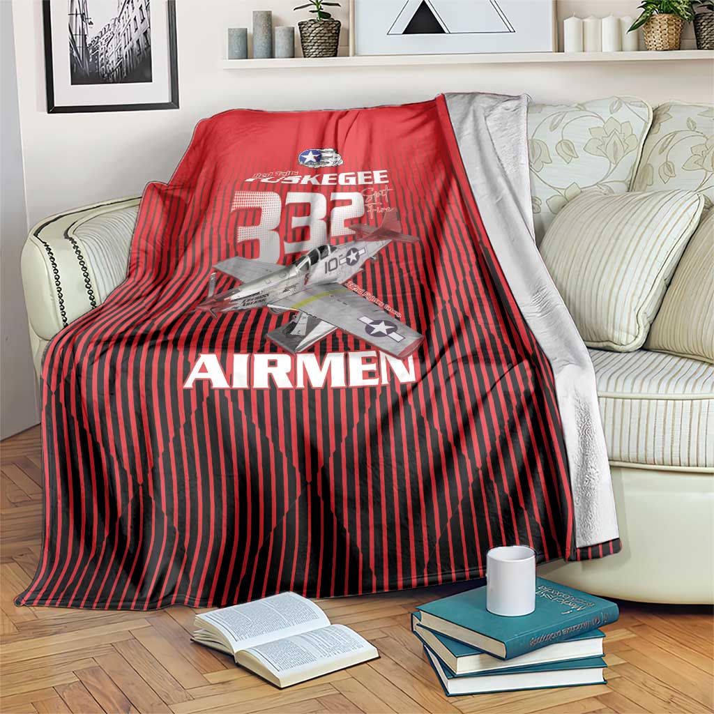Tuskegee Red Tails Airmen Blanket P-51 Mustang 332nd Fighter Group - Black Red - Wonder Print Shop