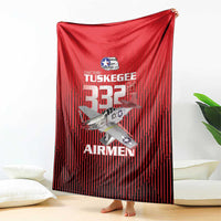 Tuskegee Red Tails Airmen Blanket P-51 Mustang 332nd Fighter Group - Black Red - Wonder Print Shop