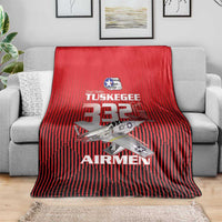 Tuskegee Red Tails Airmen Blanket P-51 Mustang 332nd Fighter Group - Black Red - Wonder Print Shop