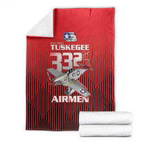Tuskegee Red Tails Airmen Blanket P-51 Mustang 332nd Fighter Group - Black Red - Wonder Print Shop