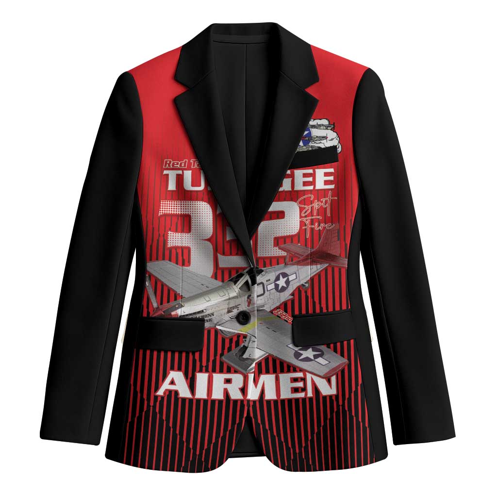 Tuskegee Red Tails Airmen Blazer P-51 Mustang 332nd Fighter Group - Black Red - Wonder Print Shop