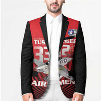 Tuskegee Red Tails Airmen Blazer P-51 Mustang 332nd Fighter Group - Black Red - Wonder Print Shop