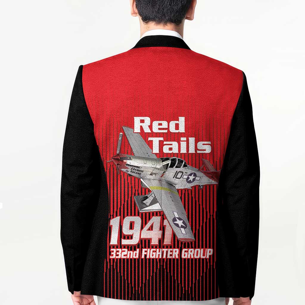 Tuskegee Red Tails Airmen Blazer P-51 Mustang 332nd Fighter Group - Black Red - Wonder Print Shop