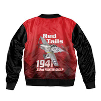 Tuskegee Red Tails Airmen Bomber Jacket P-51 Mustang 332nd Fighter Group - Black Red - Wonder Print Shop