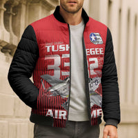 Tuskegee Red Tails Airmen Bomber Puffer Jacket P-51 Mustang 332nd Fighter Group - Black Red - Wonder Print Shop