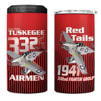 Tuskegee Red Tails Airmen 4 in 1 Can Cooler Tumbler P-51 Mustang 332nd Fighter Group - Black Red - Wonder Print Shop