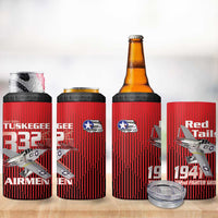 Tuskegee Red Tails Airmen 4 in 1 Can Cooler Tumbler P-51 Mustang 332nd Fighter Group - Black Red - Wonder Print Shop