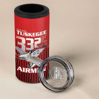 Tuskegee Red Tails Airmen 4 in 1 Can Cooler Tumbler P-51 Mustang 332nd Fighter Group - Black Red - Wonder Print Shop