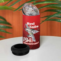Tuskegee Red Tails Airmen 4 in 1 Can Cooler Tumbler P-51 Mustang 332nd Fighter Group - Black Red - Wonder Print Shop