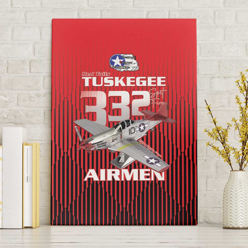 Tuskegee Red Tails Airmen Canvas Wall Art P-51 Mustang 332nd Fighter Group - Black Red - Wonder Print Shop