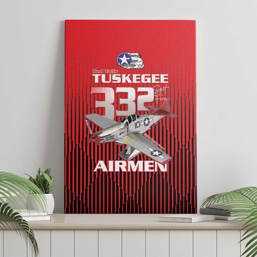 Tuskegee Red Tails Airmen Canvas Wall Art P-51 Mustang 332nd Fighter Group - Black Red - Wonder Print Shop