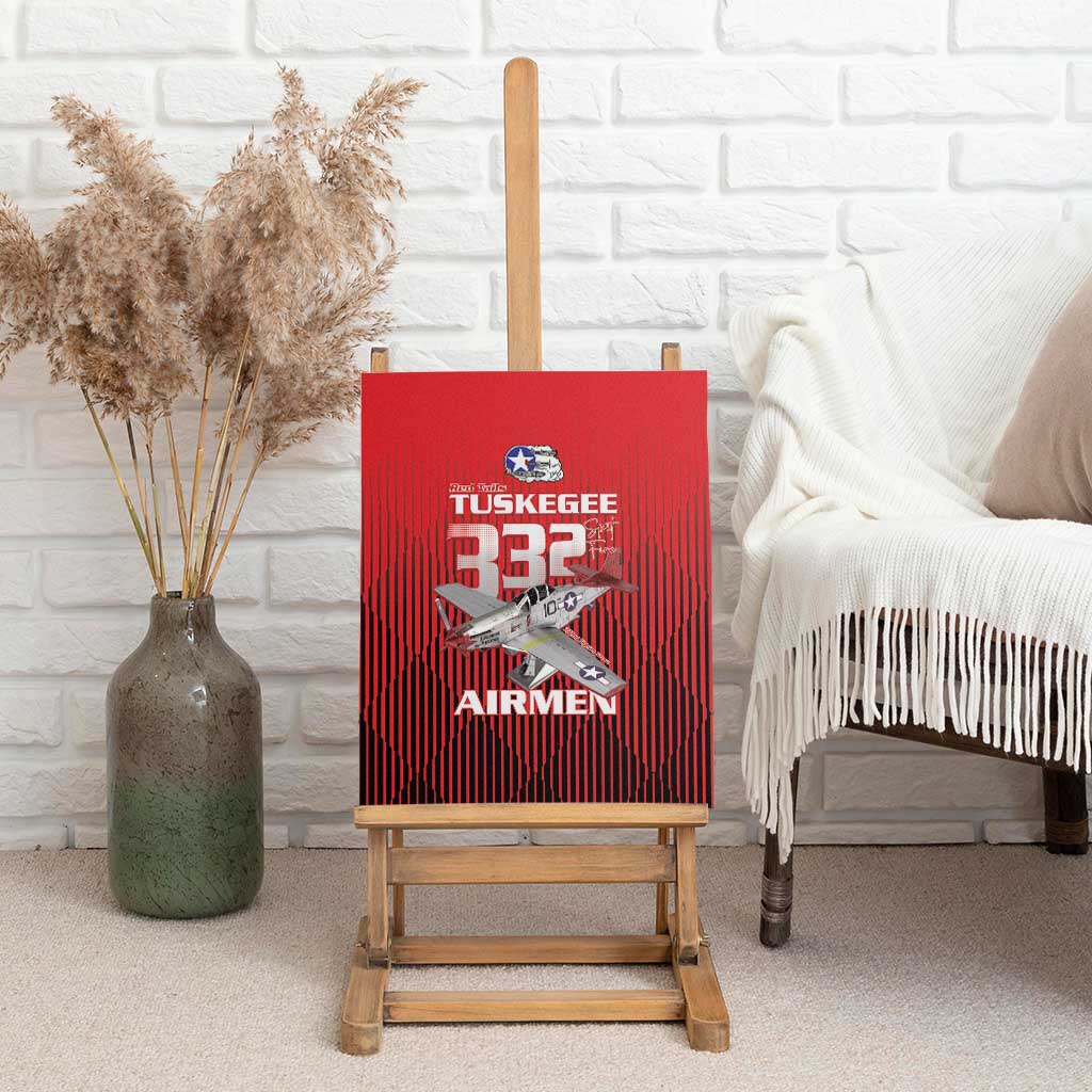 Tuskegee Red Tails Airmen Canvas Wall Art P-51 Mustang 332nd Fighter Group - Black Red - Wonder Print Shop