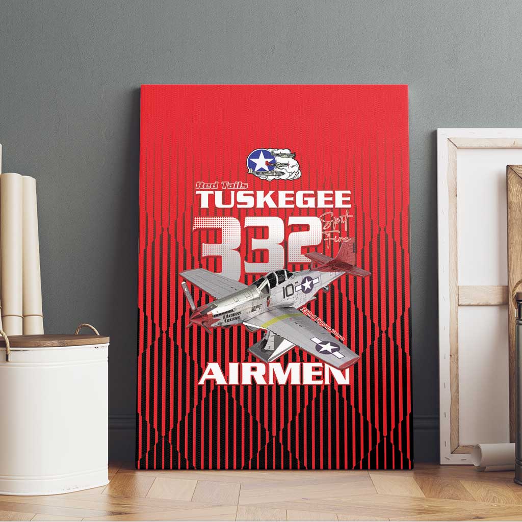 Tuskegee Red Tails Airmen Canvas Wall Art P-51 Mustang 332nd Fighter Group - Black Red - Wonder Print Shop
